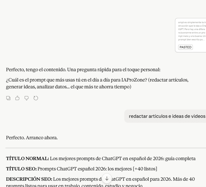 prompts ChatGPT español fórmula RTC ejemplo real 2026
