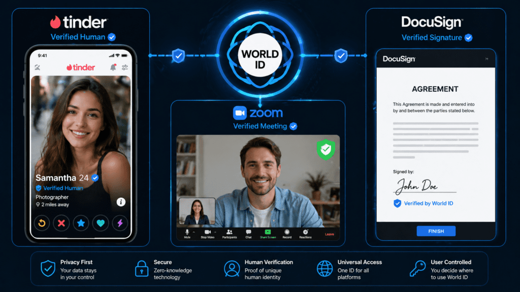 World ID escaneo iris Tinder Zoom 2026