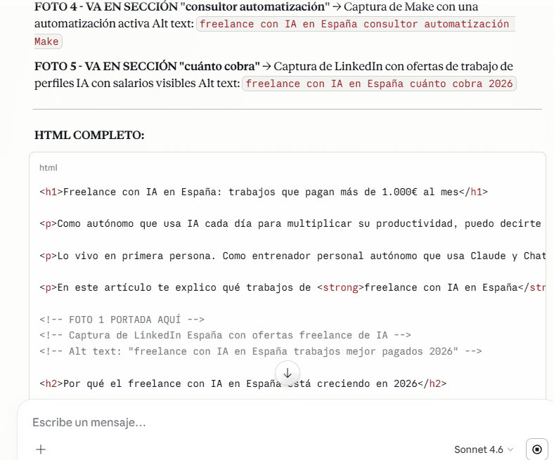 freelance con IA en España redactor SEO ChatGPT Claude