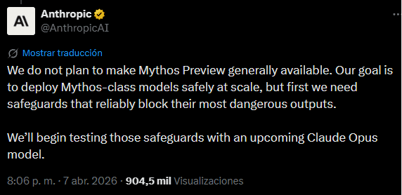 Claude Mythos IA Project Glasswing Anthropic acceso restringido