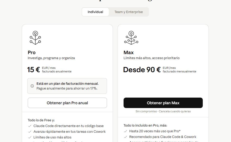 Anthropic facturación consumo precios Claude 2026