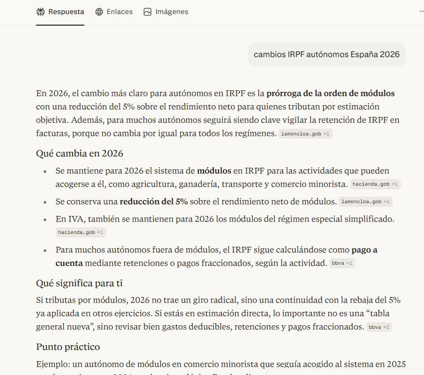 Perplexity usado para consultas normativas fiscales en España 2026