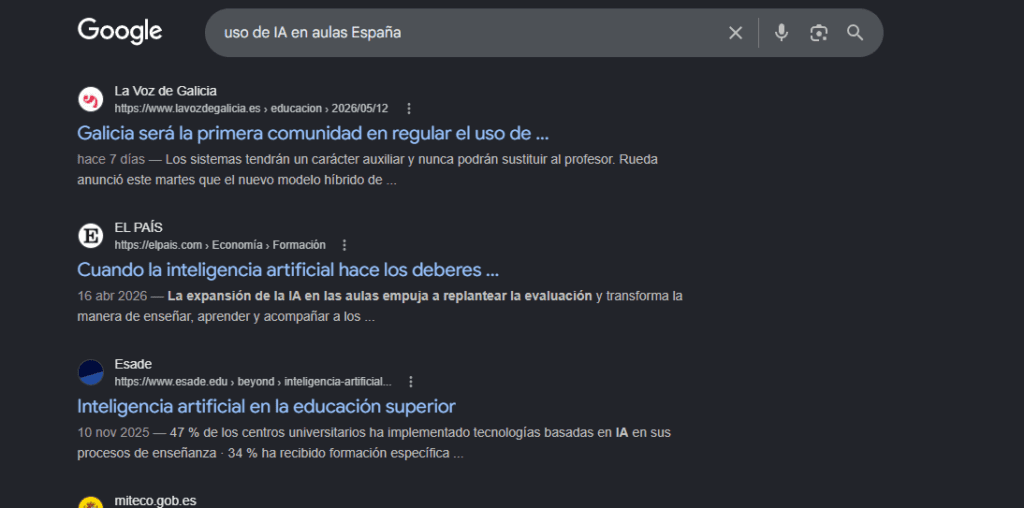 IA para profesores en España gestionando uso de inteligencia artificial en el aula