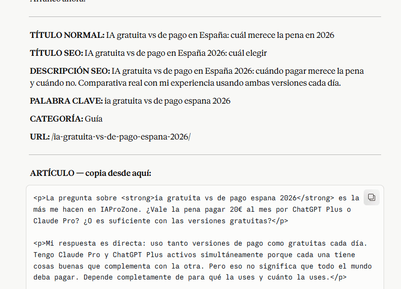 ia gratuita vs de pago espana 2026 usando Claude Pro para crear contenido