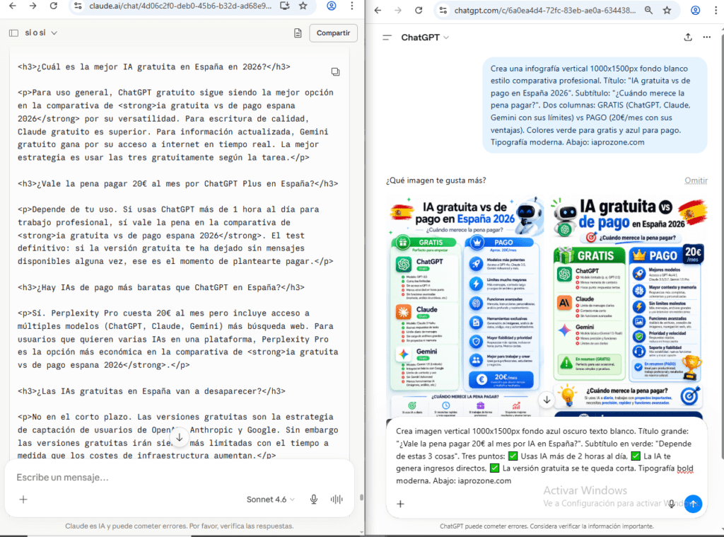 ia gratuita vs de pago espana 2026 estrategia usar Claude Pro y ChatGPT Plus