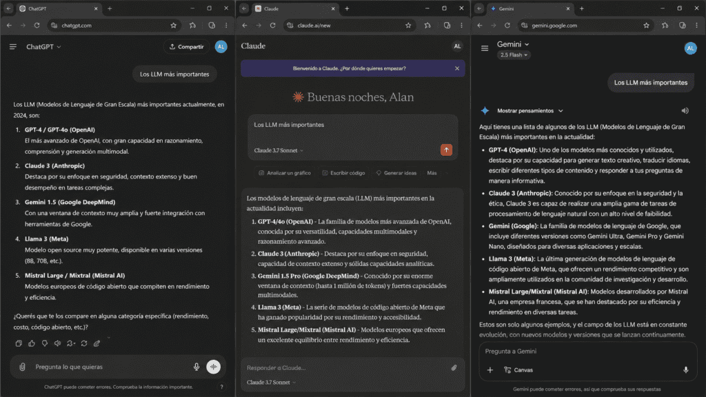 que es un llm modelo de lenguaje chatgpt claude gemini comparativa
